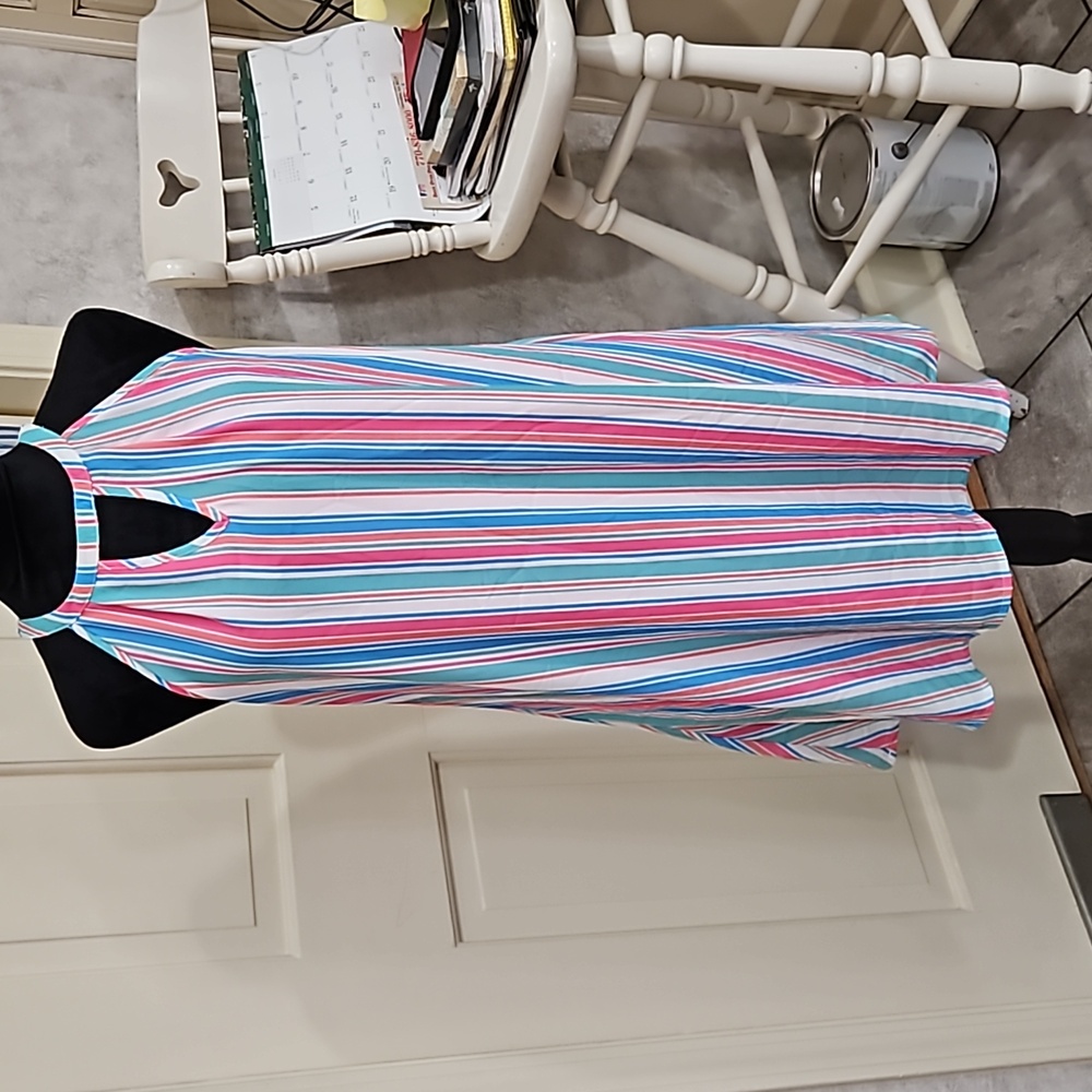 "JADELYNN BROOKE" Sz. S, Sleeveless, striped, multicolor summer dress. Flawless